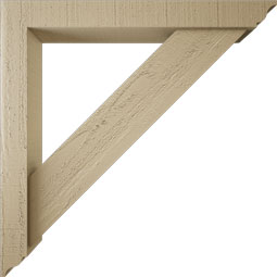 Ekena Millwork - BKTUR0352X26X26TRA01RCPR - Timberthane Faux Wood Traditional Style Bracket w/ Offset Brace, Traditional Ends, 3 1/2"W x 26"D x 26"H, Primed Tan