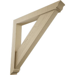 Ekena Millwork - BKTUR0352X26X26TRA01RCPR - Timberthane Faux Wood Traditional Style Bracket w/ Offset Brace, Traditional Ends, 3 1/2"W x 26"D x 26"H, Primed Tan