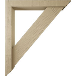 Ekena Millwork - BKTUR0352X26X30TRA01RCPR - Timberthane Faux Wood Traditional Style Bracket w/ Offset Brace, Traditional Ends, 3 1/2"W x 26"D x 30"H, Primed Tan