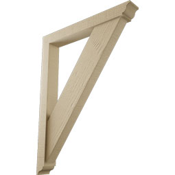 Ekena Millwork - BKTUR0352X26X34TRA01RCPR - Timberthane Faux Wood Traditional Style Bracket w/ Offset Brace, Traditional Ends, 3 1/2"W x 26"D x 34"H, Primed Tan