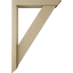 Ekena Millwork - BKTUR0352X26X38TRA01RCPR - Timberthane Faux Wood Traditional Style Bracket w/ Offset Brace, Traditional Ends, 3 1/2"W x 26"D x 38"H, Primed Tan