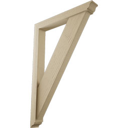 Ekena Millwork - BKTUR0352X26X38TRA01RCPR - Timberthane Faux Wood Traditional Style Bracket w/ Offset Brace, Traditional Ends, 3 1/2"W x 26"D x 38"H, Primed Tan