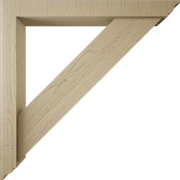 Ekena Millwork - BKTUR0352X28X28TRA01RCPR - Timberthane Faux Wood Traditional Style Bracket w/ Offset Brace, Traditional Ends, 3 1/2"W x 28"D x 28"H, Primed Tan