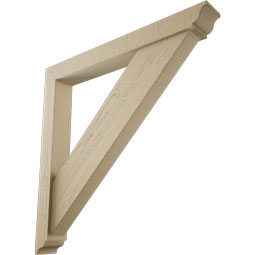 Ekena Millwork - BKTUR0352X28X28TRA01RCPR - Timberthane Faux Wood Traditional Style Bracket w/ Offset Brace, Traditional Ends, 3 1/2"W x 28"D x 28"H, Primed Tan