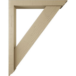 Ekena Millwork - BKTUR0352X28X36TRA01RCPR - Timberthane Faux Wood Traditional Style Bracket w/ Offset Brace, Traditional Ends, 3 1/2"W x 28"D x 36"H, Primed Tan