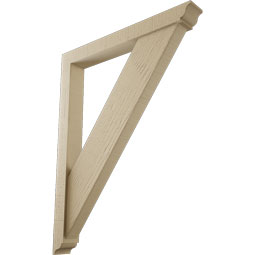Ekena Millwork - BKTUR0352X28X36TRA01RCPR - Timberthane Faux Wood Traditional Style Bracket w/ Offset Brace, Traditional Ends, 3 1/2"W x 28"D x 36"H, Primed Tan