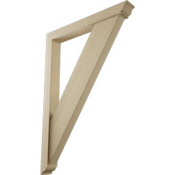 Ekena Millwork - BKTUR0352X28X40TRA01RCPR - Timberthane Faux Wood Traditional Style Bracket w/ Offset Brace, Traditional Ends, 3 1/2"W x 28"D x 40"H, Primed Tan