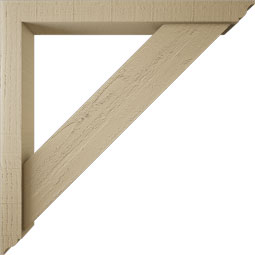 Ekena Millwork - BKTUR0352X30X30TRA01RCPR - Timberthane Faux Wood Traditional Style Bracket w/ Offset Brace, Traditional Ends, 3 1/2"W x 30"D x 30"H, Primed Tan