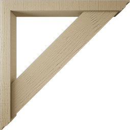 Ekena Millwork - BKTUR0352X32X32TRA01RCPR - Timberthane Faux Wood Traditional Style Bracket w/ Offset Brace, Traditional Ends, 3 1/2"W x 32"D x 32"H, Primed Tan