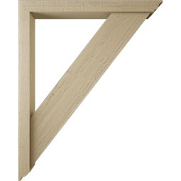 Ekena Millwork - BKTUR0352X32X40TRA01RCPR - Timberthane Faux Wood Traditional Style Bracket w/ Offset Brace, Traditional Ends, 3 1/2"W x 32"D x 40"H, Primed Tan