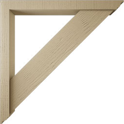 Ekena Millwork - BKTUR0352X34X34TRA01RCPR - Timberthane Faux Wood Traditional Style Bracket w/ Offset Brace, Traditional Ends, 3 1/2"W x 34"D x 34"H, Primed Tan