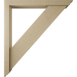 Ekena Millwork - BKTUR0352X34X38TRA01RCPR - Timberthane Faux Wood Traditional Style Bracket w/ Offset Brace, Traditional Ends, 3 1/2"W x 34"D x 38"H, Primed Tan