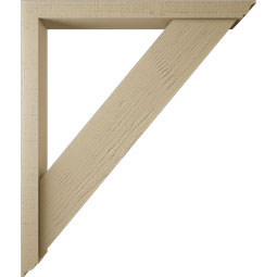 Ekena Millwork - BKTUR0352X34X40TRA01RCPR - Timberthane Faux Wood Traditional Style Bracket w/ Offset Brace, Traditional Ends, 3 1/2"W x 34"D x 40"H, Primed Tan