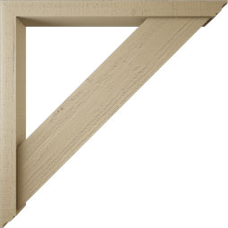Ekena Millwork - BKTUR0352X36X36TRA01RCPR - Timberthane Faux Wood Traditional Style Bracket w/ Offset Brace, Traditional Ends, 3 1/2"W x 36"D x 36"H, Primed Tan