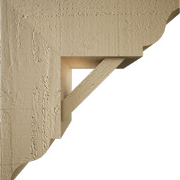 Ekena Millwork - BKTUR0554X14X14TRA01RCPR - Timberthane Faux Wood Traditional Style Bracket w/ Offset Brace, Traditional Ends, 5 1/2"W x 14"D x 14"H, Primed Tan