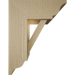 Ekena Millwork - BKTUR0554X14X18TRA01RCPR - Timberthane Faux Wood Traditional Style Bracket w/ Offset Brace, Traditional Ends, 5 1/2"W x 14"D x 18"H, Primed Tan