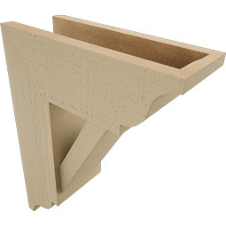 Ekena Millwork - BKTUR0554X14X18TRA01RCPR - Timberthane Faux Wood Traditional Style Bracket w/ Offset Brace, Traditional Ends, 5 1/2"W x 14"D x 18"H, Primed Tan