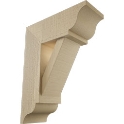 Ekena Millwork - BKTUR0554X14X18TRA01RCPR - Timberthane Faux Wood Traditional Style Bracket w/ Offset Brace, Traditional Ends, 5 1/2"W x 14"D x 18"H, Primed Tan