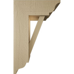 Ekena Millwork - BKTUR0554X14X22TRA01RCPR - Timberthane Faux Wood Traditional Style Bracket w/ Offset Brace, Traditional Ends, 5 1/2"W x 14"D x 22"H, Primed Tan