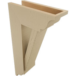 Ekena Millwork - BKTUR0554X14X26TRA01RCPR - Timberthane Faux Wood Traditional Style Bracket w/ Offset Brace, Traditional Ends, 5 1/2"W x 14"D x 26"H, Primed Tan