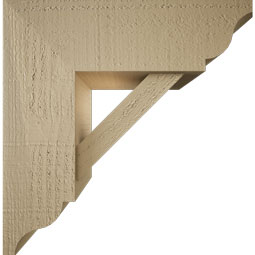 Ekena Millwork - BKTUR0554X16X16TRA01RCPR - Timberthane Faux Wood Traditional Style Bracket w/ Offset Brace, Traditional Ends, 5 1/2"W x 16"D x 16"H, Primed Tan