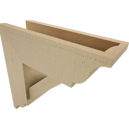 Ekena Millwork - BKTUR0554X16X16TRA01RCPR - Timberthane Faux Wood Traditional Style Bracket w/ Offset Brace, Traditional Ends, 5 1/2"W x 16"D x 16"H, Primed Tan