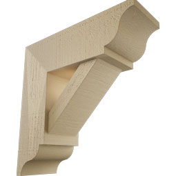 Ekena Millwork - BKTUR0554X16X16TRA01RCPR - Timberthane Faux Wood Traditional Style Bracket w/ Offset Brace, Traditional Ends, 5 1/2"W x 16"D x 16"H, Primed Tan