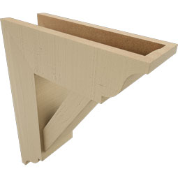 Ekena Millwork - BKTUR0554X16X20TRA01RCPR - Timberthane Faux Wood Traditional Style Bracket w/ Offset Brace, Traditional Ends, 5 1/2"W x 16"D x 20"H, Primed Tan
