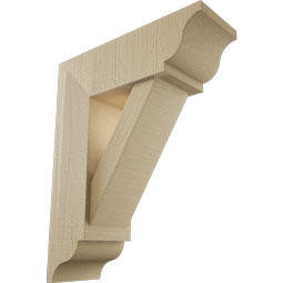 Ekena Millwork - BKTUR0554X16X20TRA01RCPR - Timberthane Faux Wood Traditional Style Bracket w/ Offset Brace, Traditional Ends, 5 1/2"W x 16"D x 20"H, Primed Tan