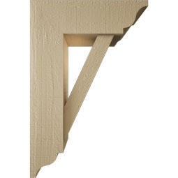 Ekena Millwork - BKTUR0554X16X24TRA01RCPR - Timberthane Faux Wood Traditional Style Bracket w/ Offset Brace, Traditional Ends, 5 1/2"W x 16"D x 24"H, Primed Tan