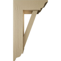Ekena Millwork - BKTUR0554X16X28TRA01RCPR - Timberthane Faux Wood Traditional Style Bracket w/ Offset Brace, Traditional Ends, 5 1/2"W x 16"D x 28"H, Primed Tan