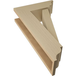 Ekena Millwork - BKTUR0554X16X28TRA01RCPR - Timberthane Faux Wood Traditional Style Bracket w/ Offset Brace, Traditional Ends, 5 1/2"W x 16"D x 28"H, Primed Tan