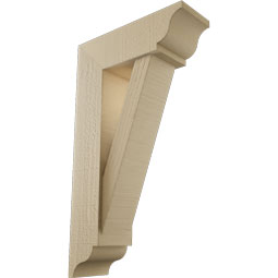 Ekena Millwork - BKTUR0554X16X28TRA01RCPR - Timberthane Faux Wood Traditional Style Bracket w/ Offset Brace, Traditional Ends, 5 1/2"W x 16"D x 28"H, Primed Tan