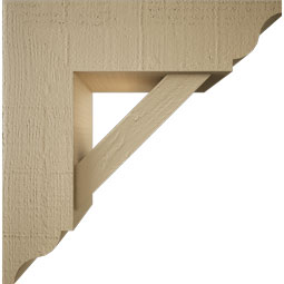 Ekena Millwork - BKTUR0554X18X18TRA01RCPR - Timberthane Faux Wood Traditional Style Bracket w/ Offset Brace, Traditional Ends, 5 1/2"W x 18"D x 18"H, Primed Tan