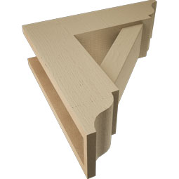 Ekena Millwork - BKTUR0554X18X18TRA01RCPR - Timberthane Faux Wood Traditional Style Bracket w/ Offset Brace, Traditional Ends, 5 1/2"W x 18"D x 18"H, Primed Tan