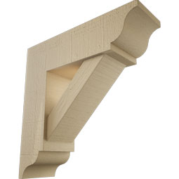 Ekena Millwork - BKTUR0554X18X18TRA01RCPR - Timberthane Faux Wood Traditional Style Bracket w/ Offset Brace, Traditional Ends, 5 1/2"W x 18"D x 18"H, Primed Tan
