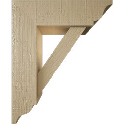 Ekena Millwork - BKTUR0554X18X22TRA01RCPR - Timberthane Faux Wood Traditional Style Bracket w/ Offset Brace, Traditional Ends, 5 1/2"W x 18"D x 22"H, Primed Tan