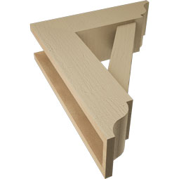 Ekena Millwork - BKTUR0554X18X22TRA01RCPR - Timberthane Faux Wood Traditional Style Bracket w/ Offset Brace, Traditional Ends, 5 1/2"W x 18"D x 22"H, Primed Tan