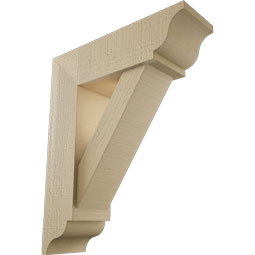 Ekena Millwork - BKTUR0554X18X22TRA01RCPR - Timberthane Faux Wood Traditional Style Bracket w/ Offset Brace, Traditional Ends, 5 1/2"W x 18"D x 22"H, Primed Tan