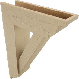 Ekena Millwork - BKTUR0554X18X26TRA01RCPR - Timberthane Faux Wood Traditional Style Bracket w/ Offset Brace, Traditional Ends, 5 1/2"W x 18"D x 26"H, Primed Tan