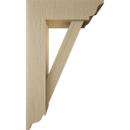 Ekena Millwork - BKTUR0554X18X30TRA01RCPR - Timberthane Faux Wood Traditional Style Bracket w/ Offset Brace, Traditional Ends, 5 1/2"W x 18"D x 30"H, Primed Tan