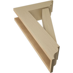 Ekena Millwork - BKTUR0554X18X30TRA01RCPR - Timberthane Faux Wood Traditional Style Bracket w/ Offset Brace, Traditional Ends, 5 1/2"W x 18"D x 30"H, Primed Tan
