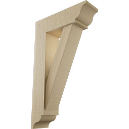 Ekena Millwork - BKTUR0554X18X30TRA01RCPR - Timberthane Faux Wood Traditional Style Bracket w/ Offset Brace, Traditional Ends, 5 1/2"W x 18"D x 30"H, Primed Tan