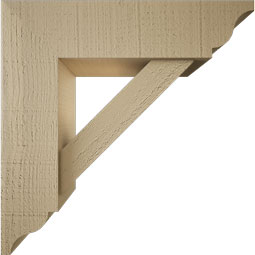 Ekena Millwork - BKTUR0554X20X20TRA01RCPR - Timberthane Faux Wood Traditional Style Bracket w/ Offset Brace, Traditional Ends, 5 1/2"W x 20"D x 20"H, Primed Tan