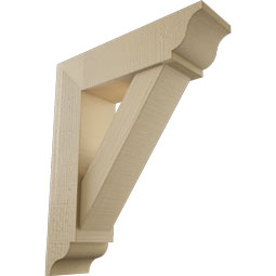 Ekena Millwork - BKTUR0554X20X24TRA01RCPR - Timberthane Faux Wood Traditional Style Bracket w/ Offset Brace, Traditional Ends, 5 1/2"W x 20"D x 24"H, Primed Tan