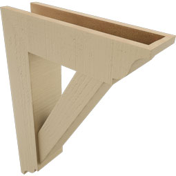 Ekena Millwork - BKTUR0554X20X28TRA01RCPR - Timberthane Faux Wood Traditional Style Bracket w/ Offset Brace, Traditional Ends, 5 1/2"W x 20"D x 28"H, Primed Tan