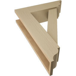 Ekena Millwork - BKTUR0554X20X28TRA01RCPR - Timberthane Faux Wood Traditional Style Bracket w/ Offset Brace, Traditional Ends, 5 1/2"W x 20"D x 28"H, Primed Tan