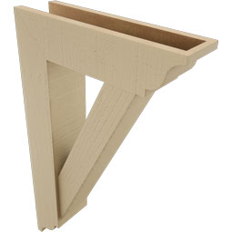 Ekena Millwork - BKTUR0554X20X32TRA01RCPR - Timberthane Faux Wood Traditional Style Bracket w/ Offset Brace, Traditional Ends, 5 1/2"W x 20"D x 32"H, Primed Tan