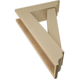 Ekena Millwork - BKTUR0554X20X32TRA01RCPR - Timberthane Faux Wood Traditional Style Bracket w/ Offset Brace, Traditional Ends, 5 1/2"W x 20"D x 32"H, Primed Tan