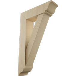 Ekena Millwork - BKTUR0554X20X32TRA01RCPR - Timberthane Faux Wood Traditional Style Bracket w/ Offset Brace, Traditional Ends, 5 1/2"W x 20"D x 32"H, Primed Tan